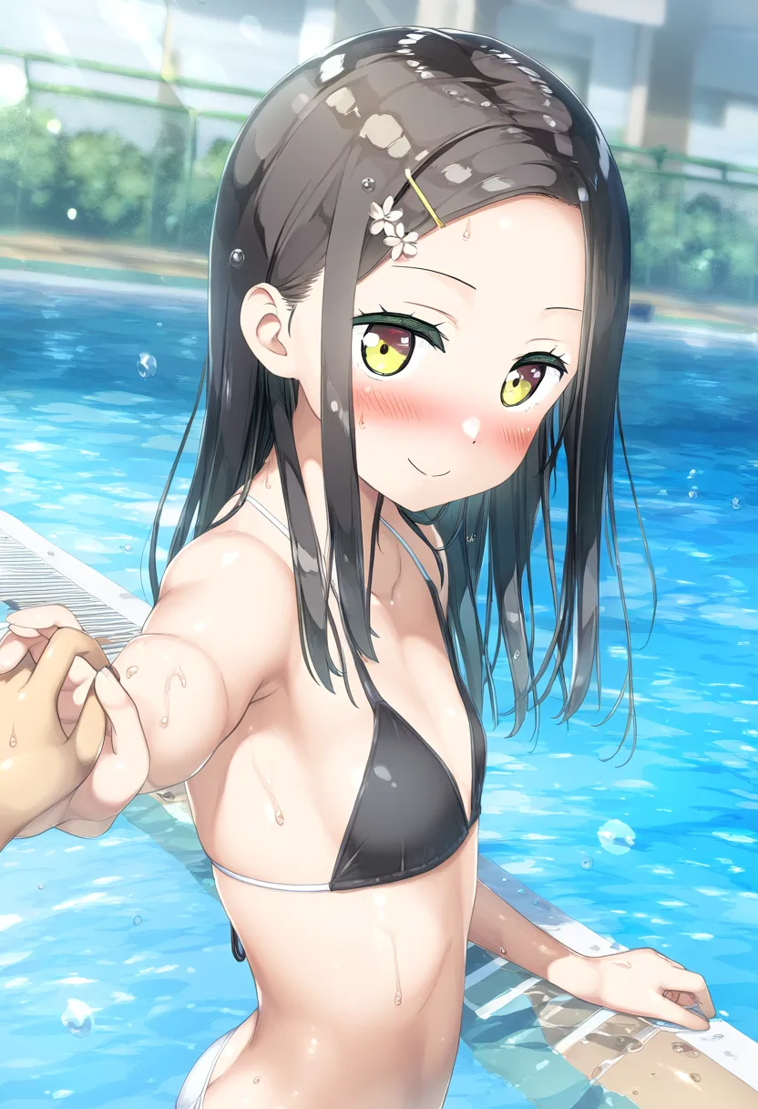 プールで遊ぶおでこの天使