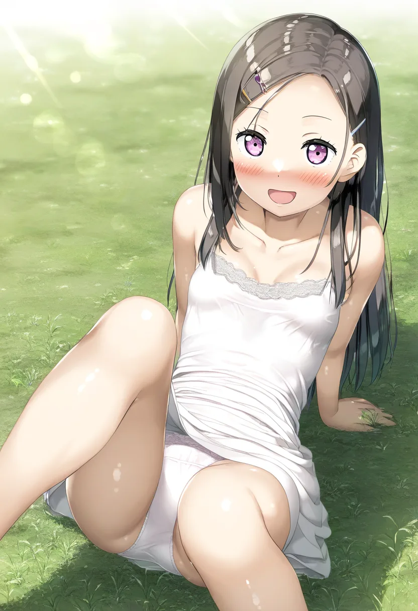 可愛くてどうしようもない女の子が自然の中で笑う