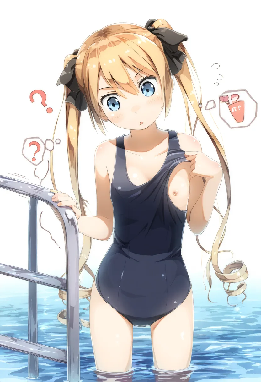 水泳部の金髪ツインテ娘はチラリしてる