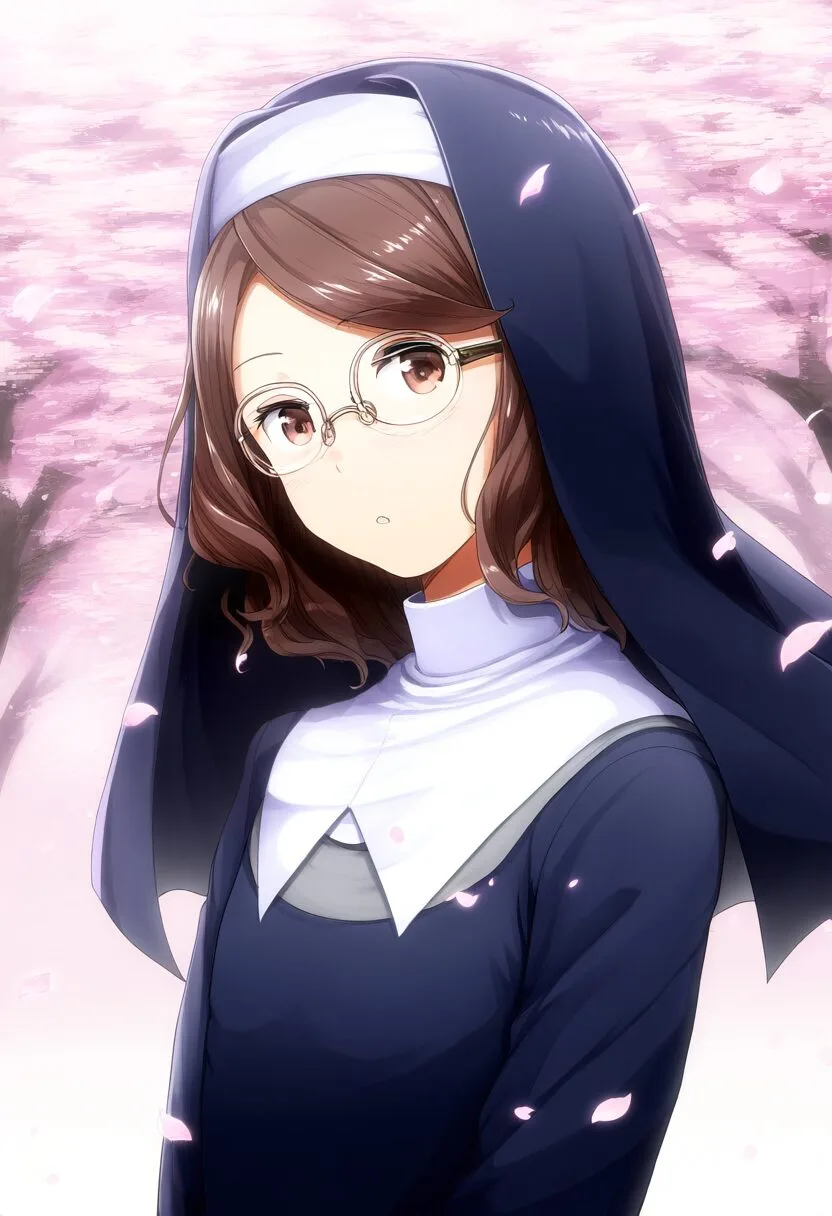 可愛いシスターと桜