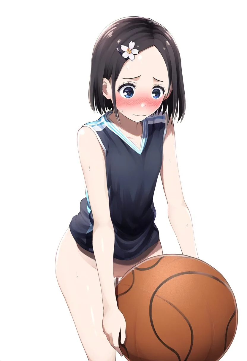 ノーパンバスケの刑を受ける黒髪ぱっつんな女の子
