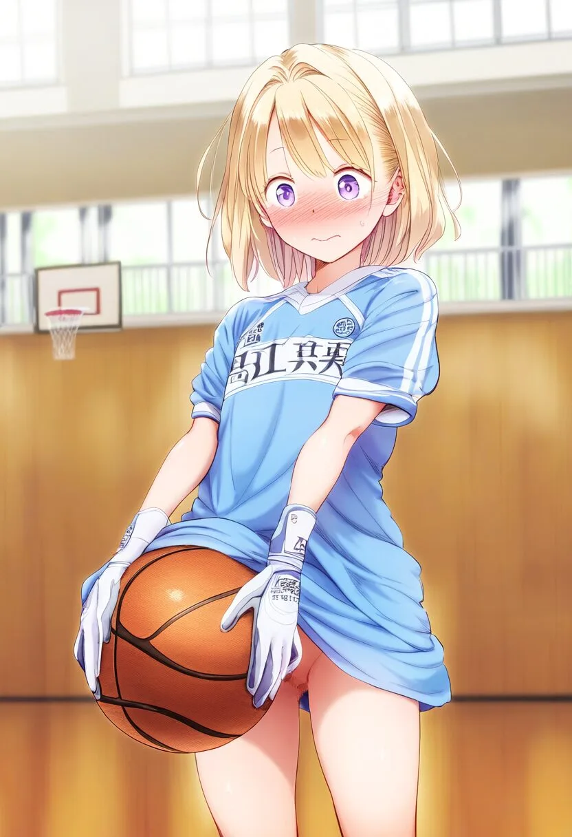 元気の良い姫はノーパンでバスケする