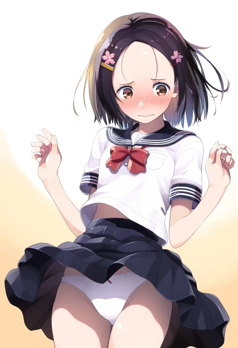 恥ずかしい表情の黒髪ぱっつん委員長