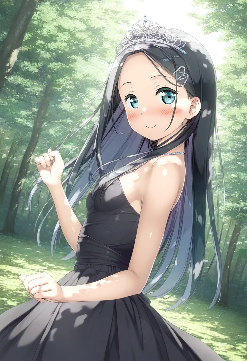 ヘアピンおでこ女子は森の中で楽しそう