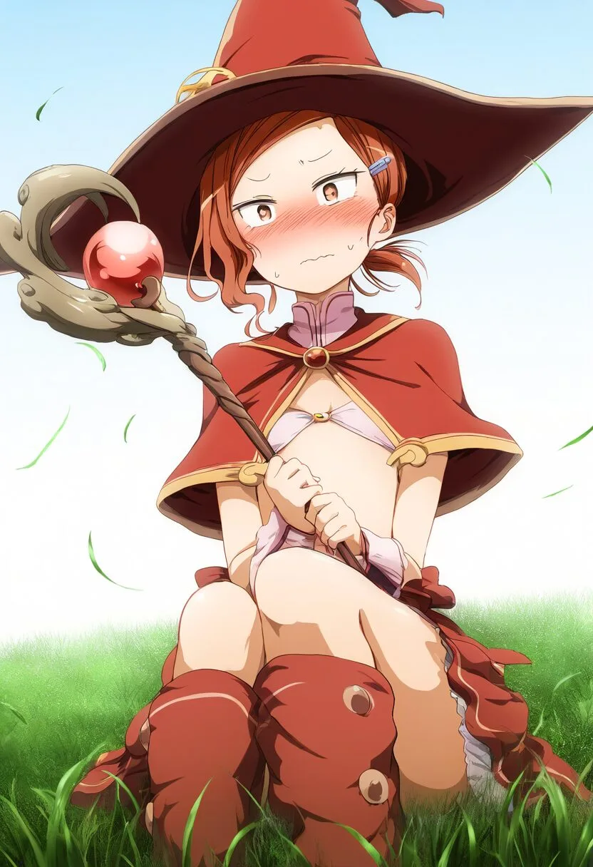 恥ずかしがる赤髪の女の子は魔法使い
