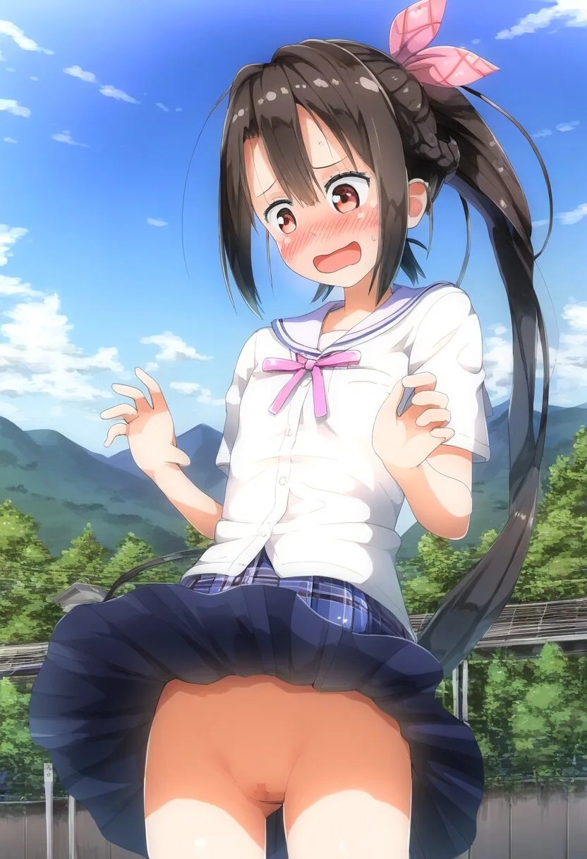 黒髪ポニテスポーティ女子はノーパンなのに恥ずかしくない