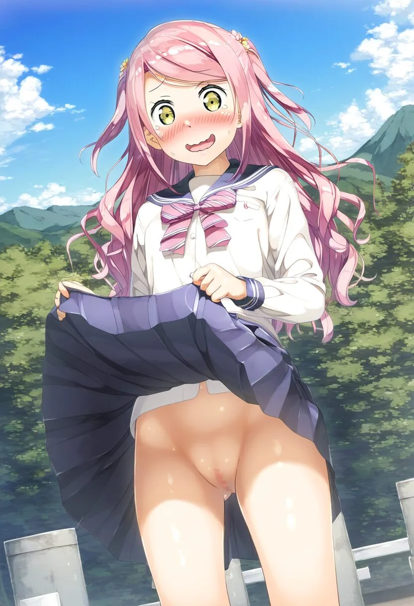 見せても特に恥ずかしくないピンクな髪の女の子