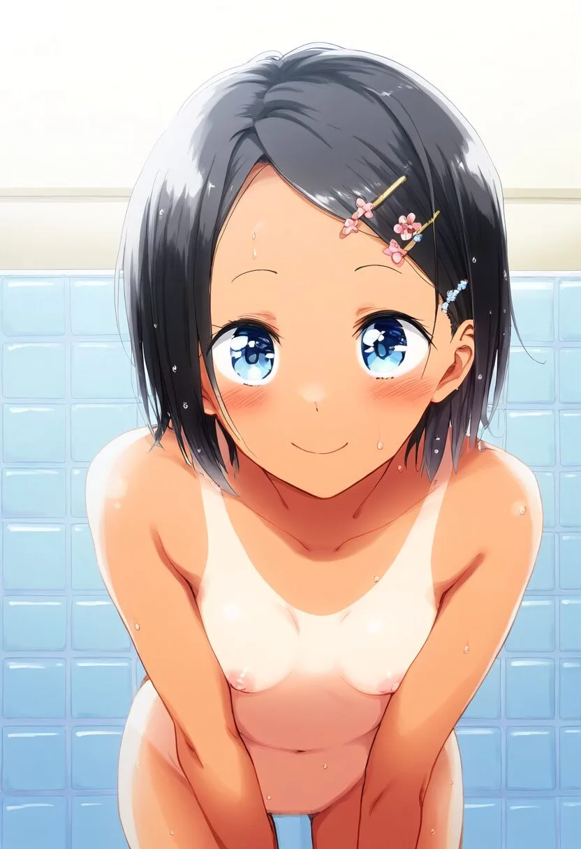 シャワーを浴びるスポーティーな女子