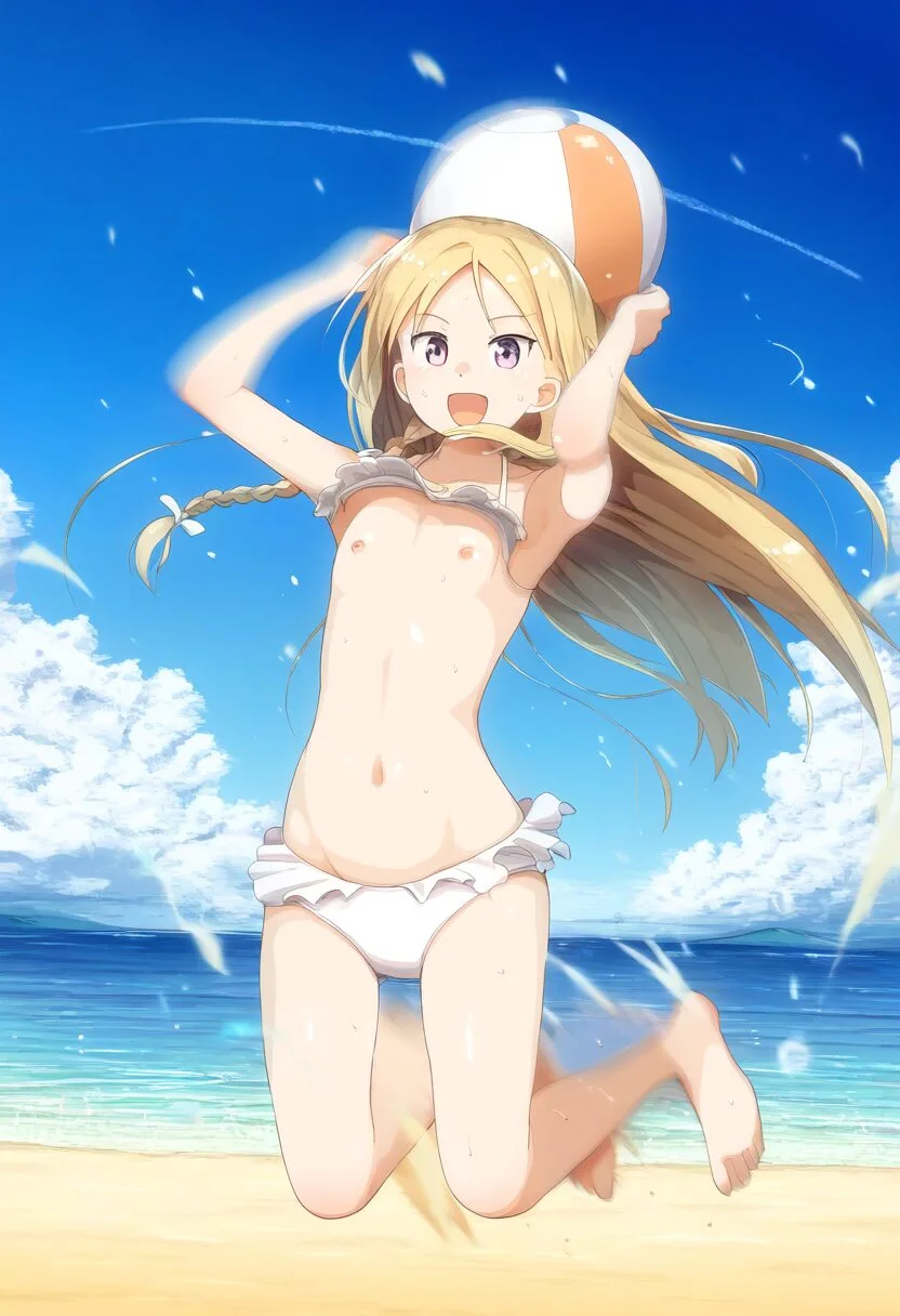 金髪の可愛い女の子はポロリに気づかない