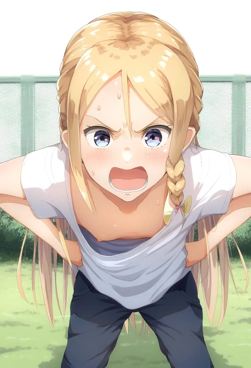 怒っている金髪の可愛い女の子