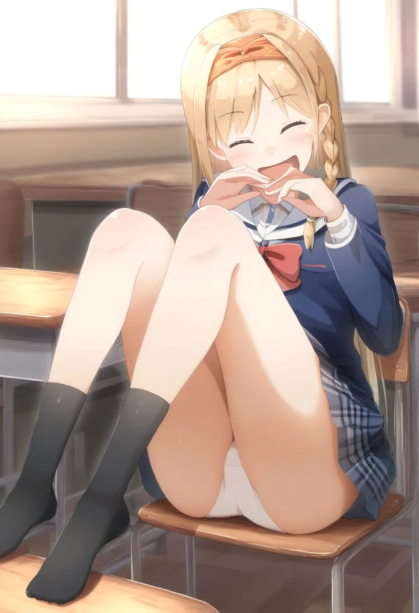 金髪娘はパンツ見えちゃってる