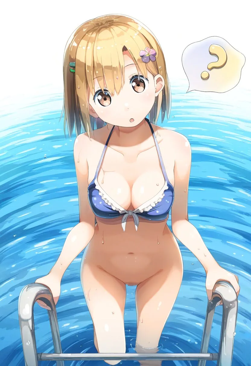 脱げちゃってるのに無自覚なショート金髪女子