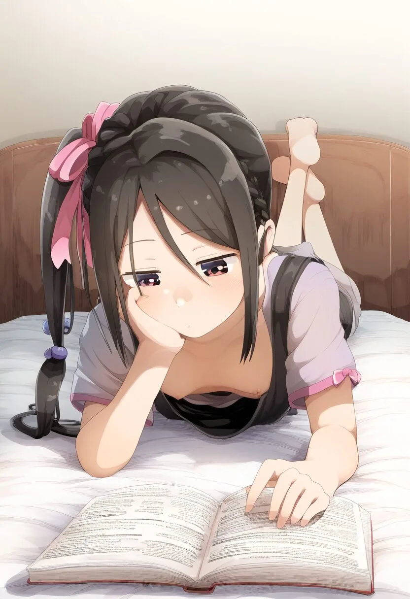 黒髪ポニテ女子は読書中