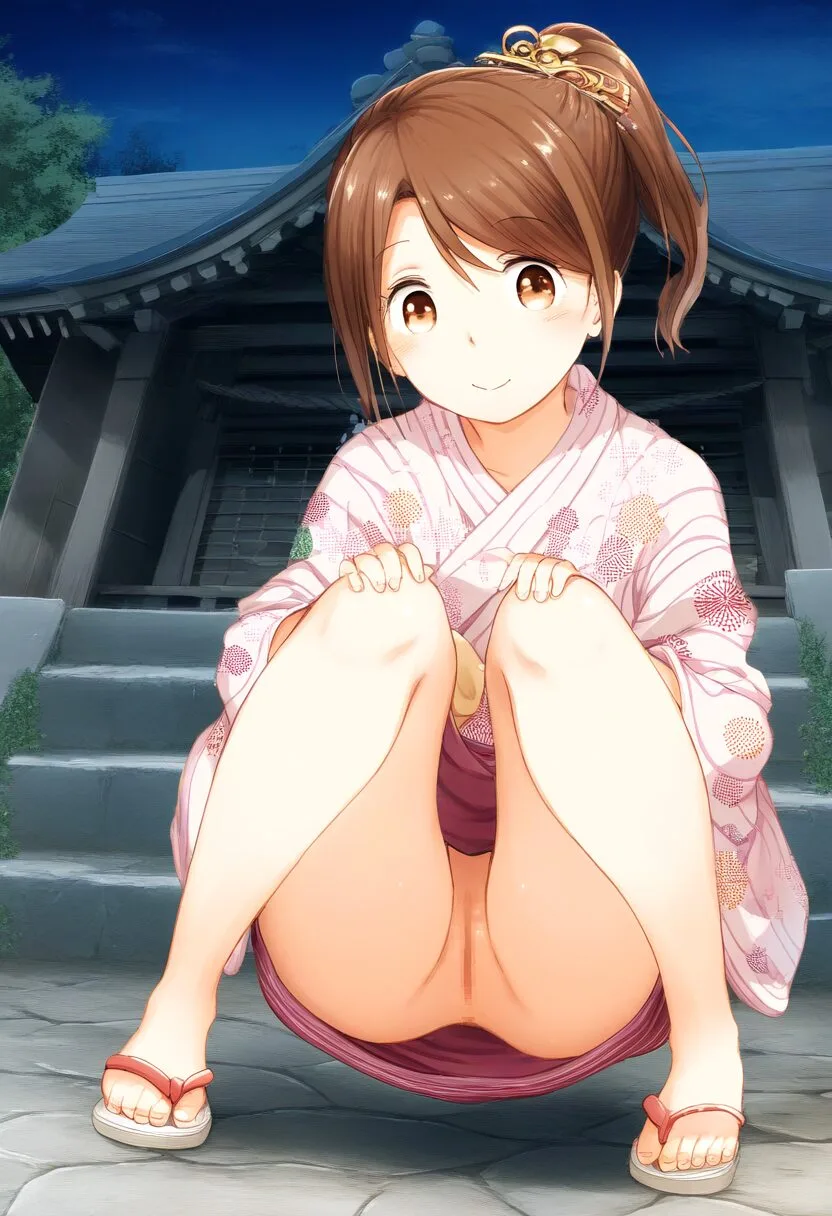 浴衣でお○んこ見えてる幼馴染系女子