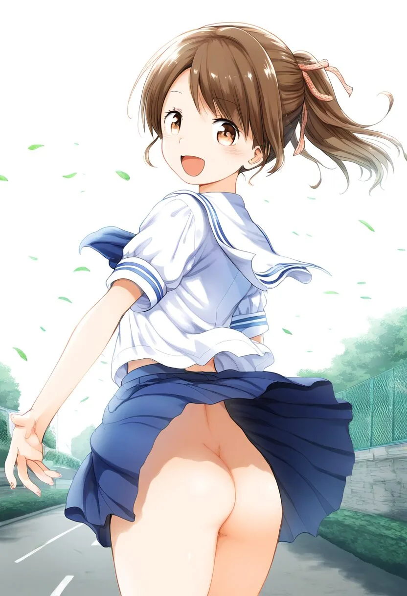 幼馴染系女子は風が吹いたらノーパンでお尻見えてる