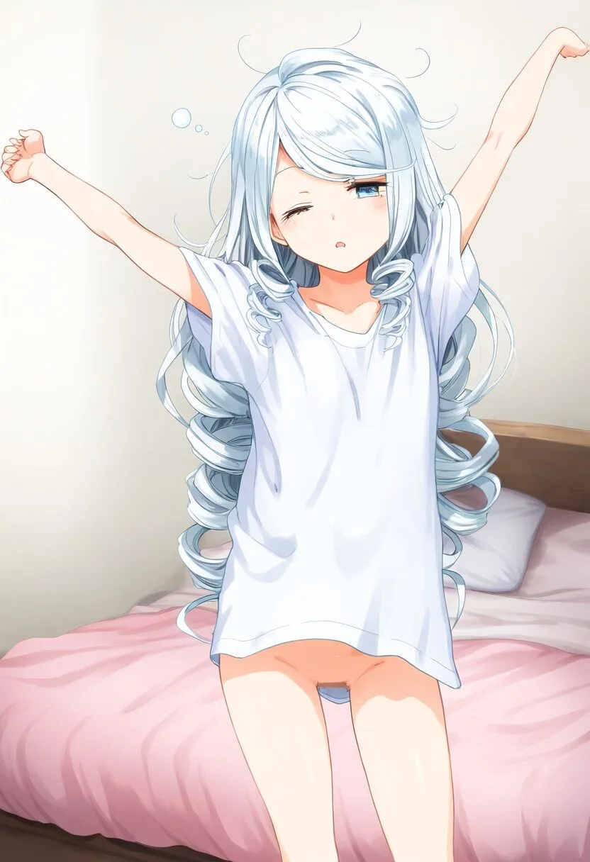 銀髪の可愛い女子は寝起き
