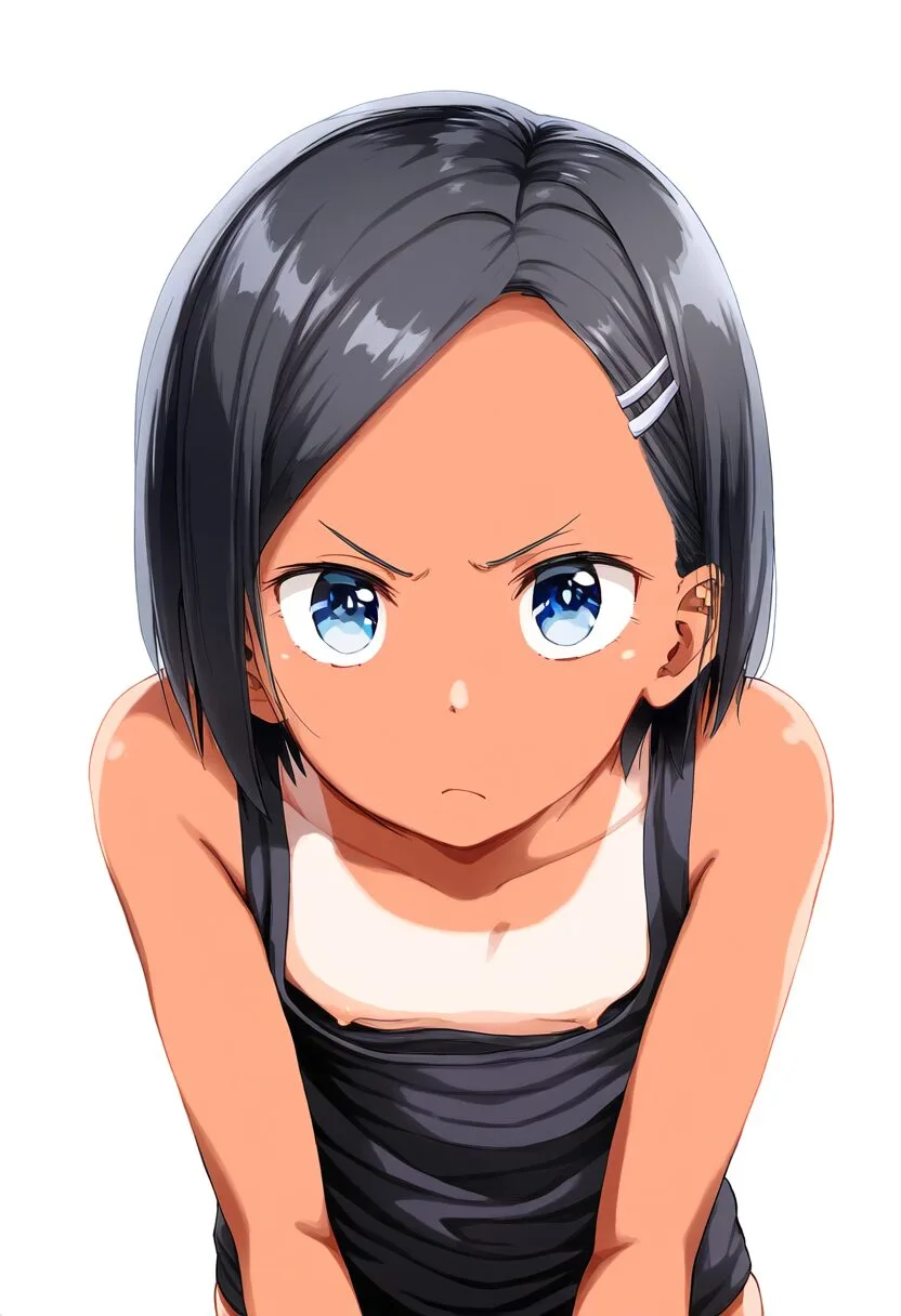 乳首見えているのに怒ってる日に焼けた女子