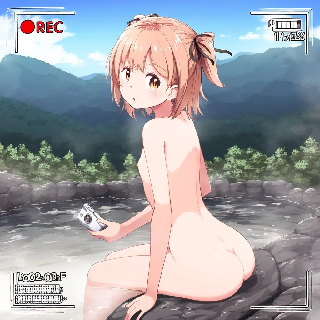 歌原は温泉で座っている