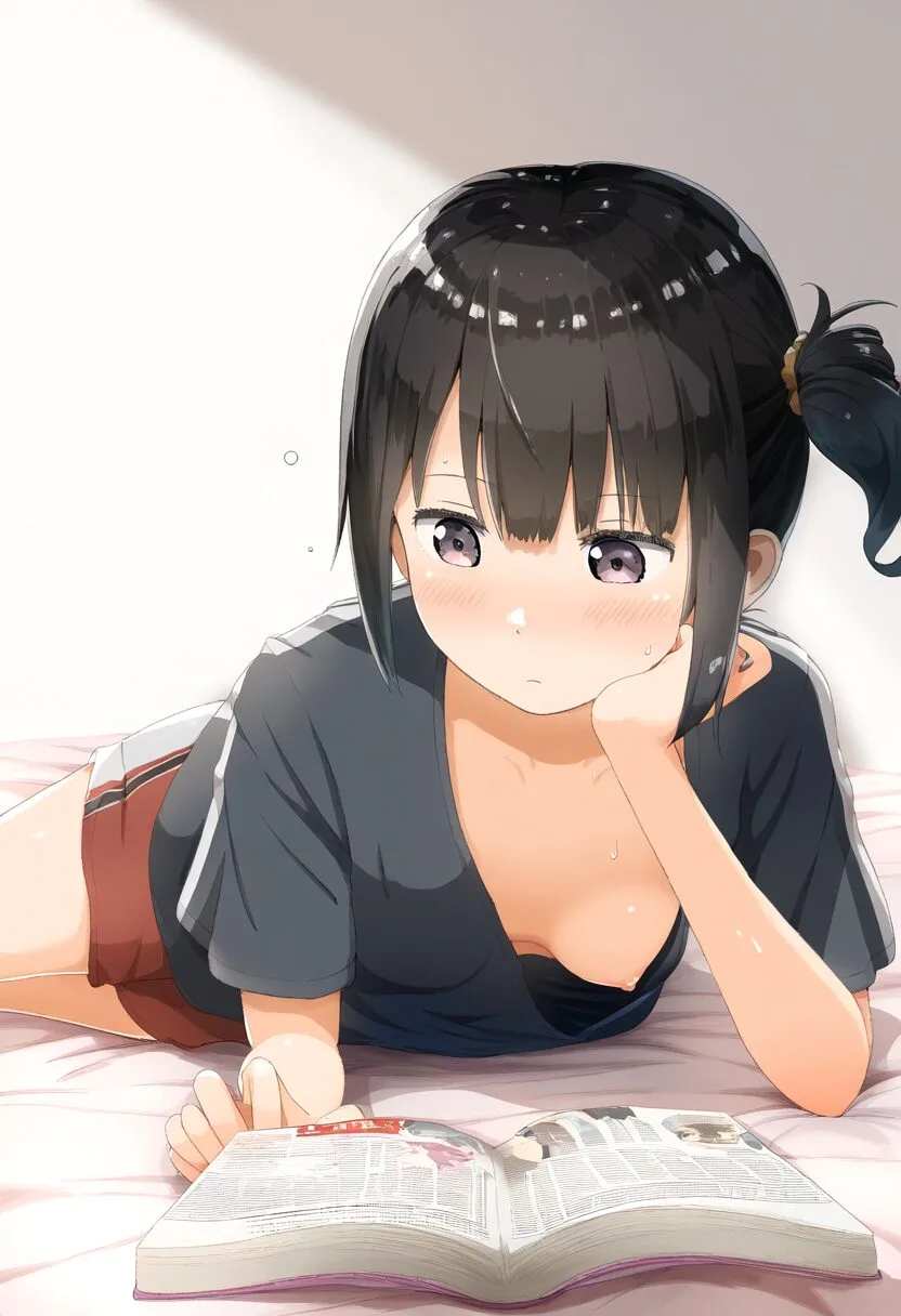 本を読んでいる短髪で可愛い女子