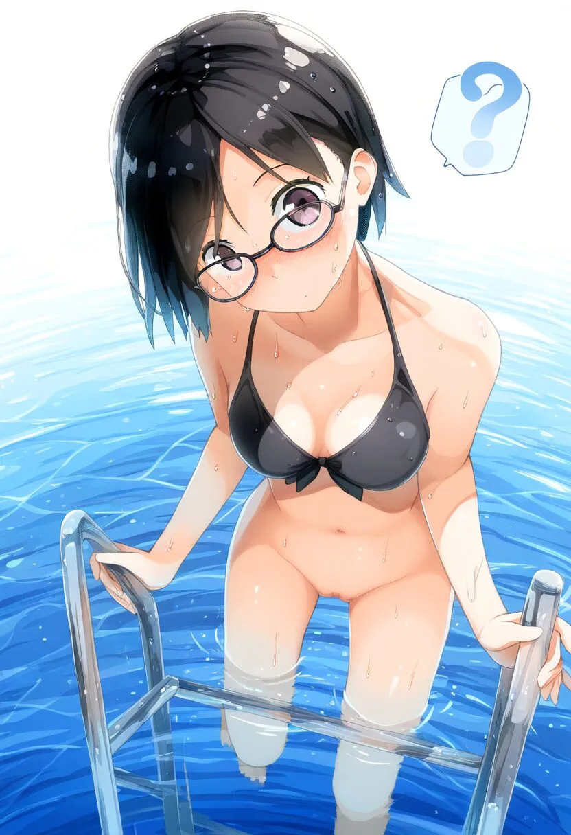 したが脱げているのに気づかないメガネ女子