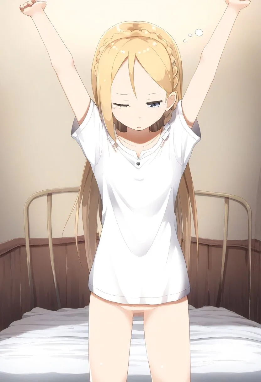 下が見えているのに無自覚な金髪ガール