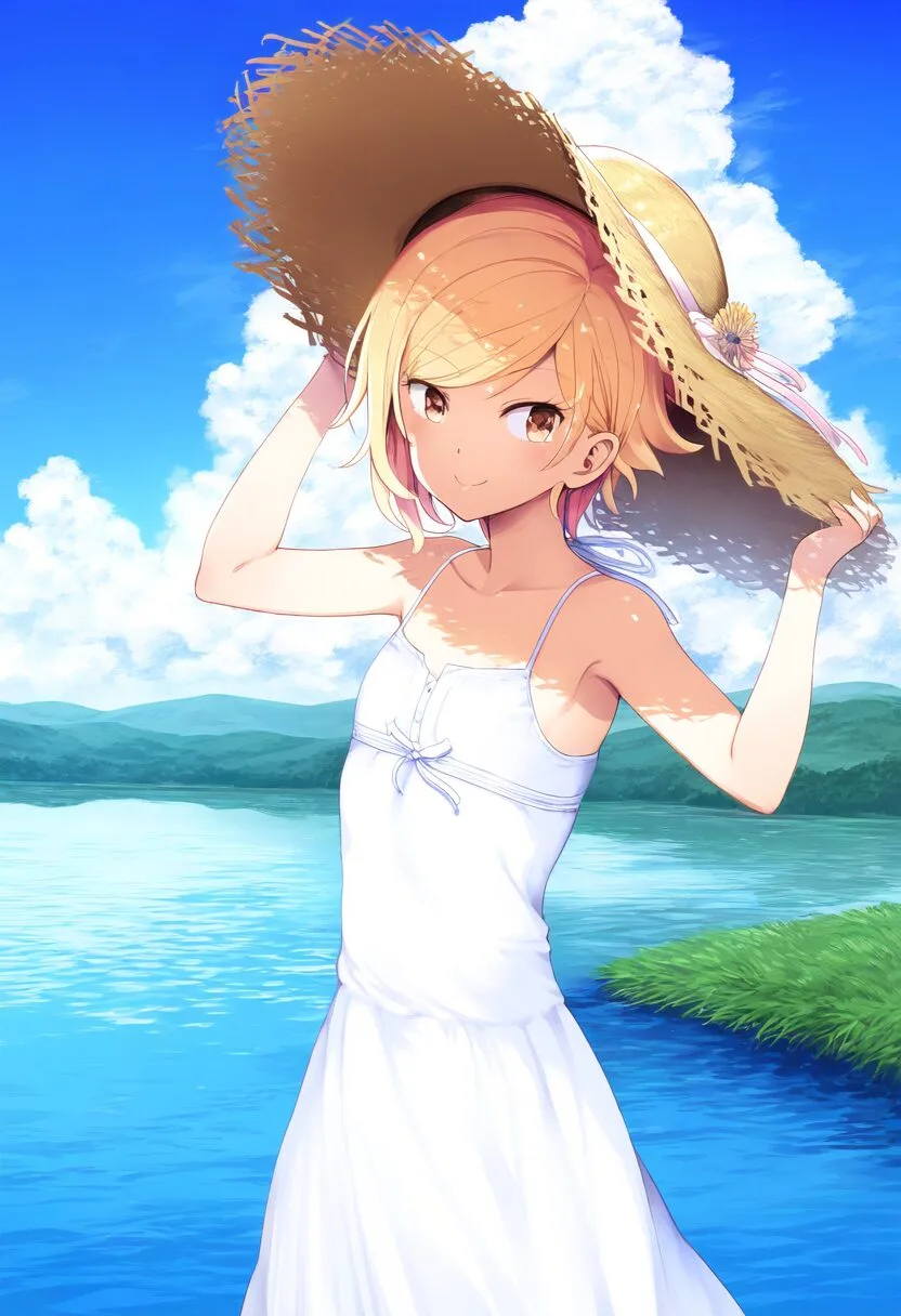 すみかは湖ではしゃぐ