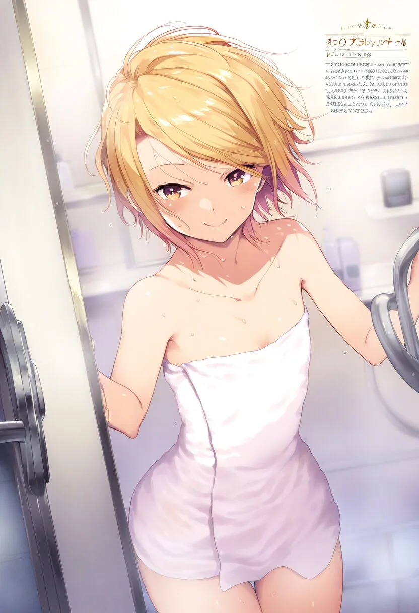 すみかがシャワーを浴びようとしている