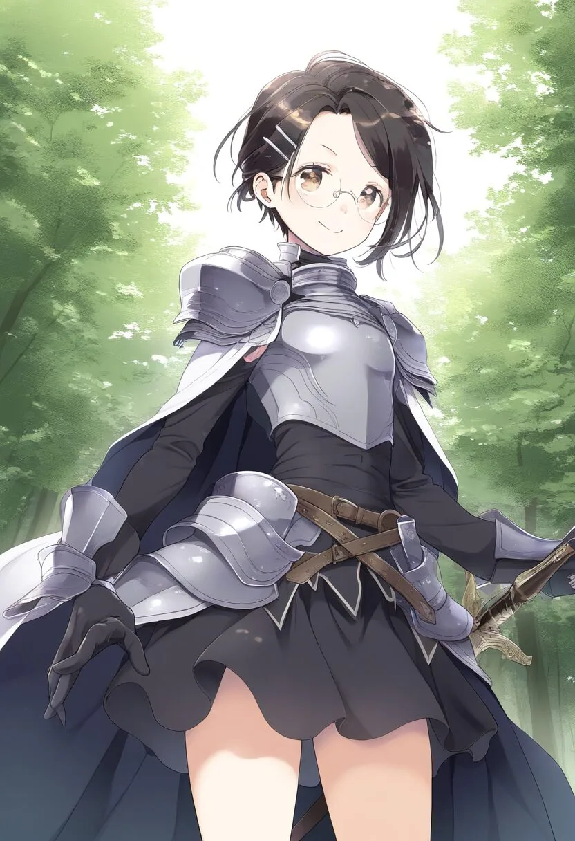 鎧と剣を纏うメガネの女の子