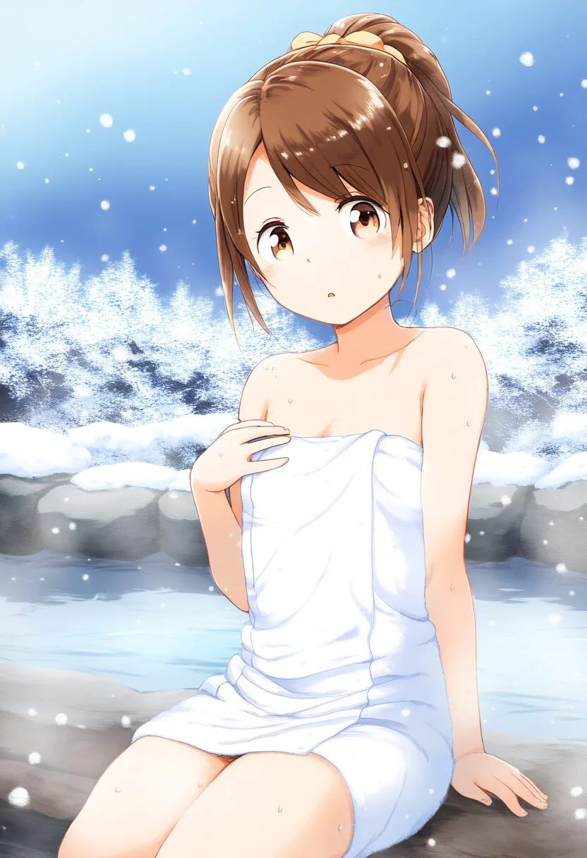 ポニテ女子は温泉に入る