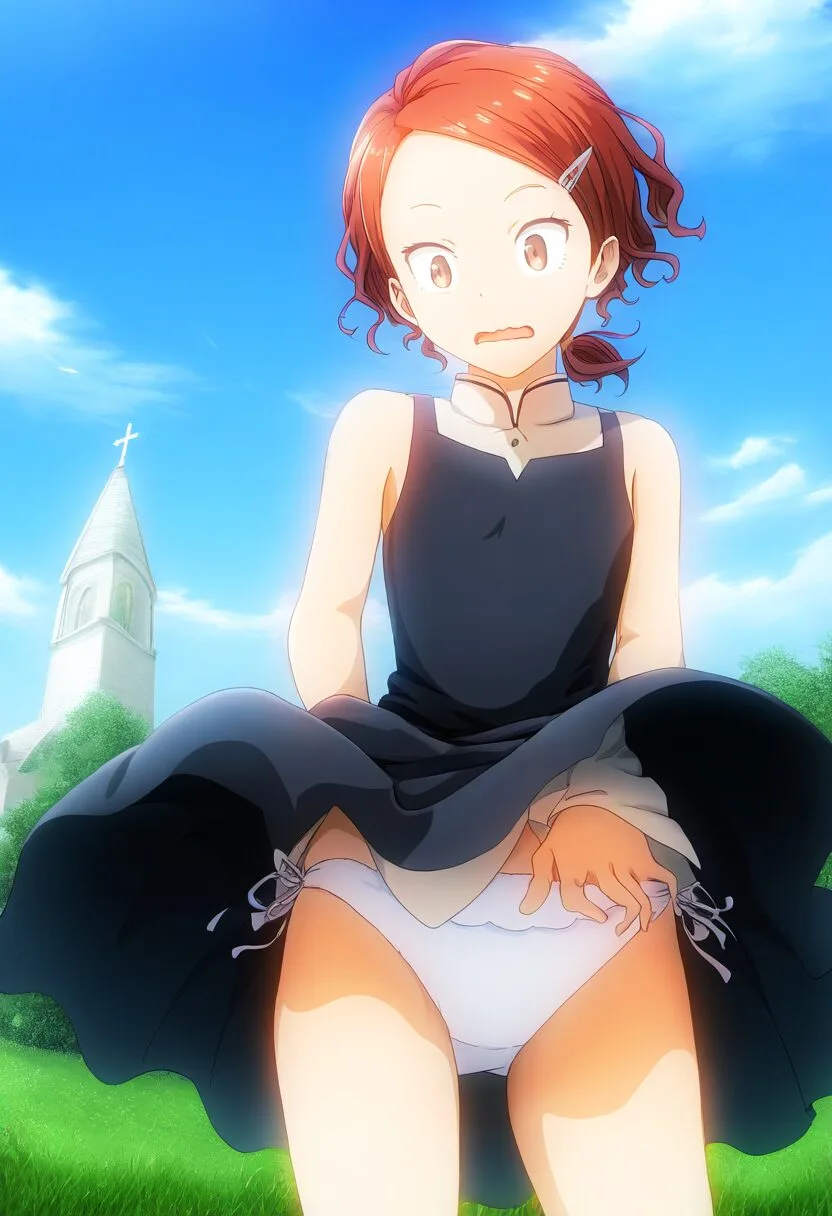 風の悪戯でパンツ見えてる夏霧あかね