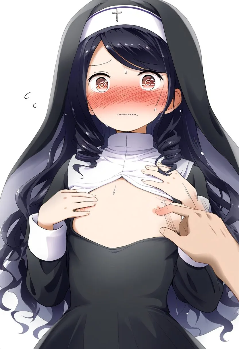 ヘアバンドが可愛い女子におっぱいタッチ