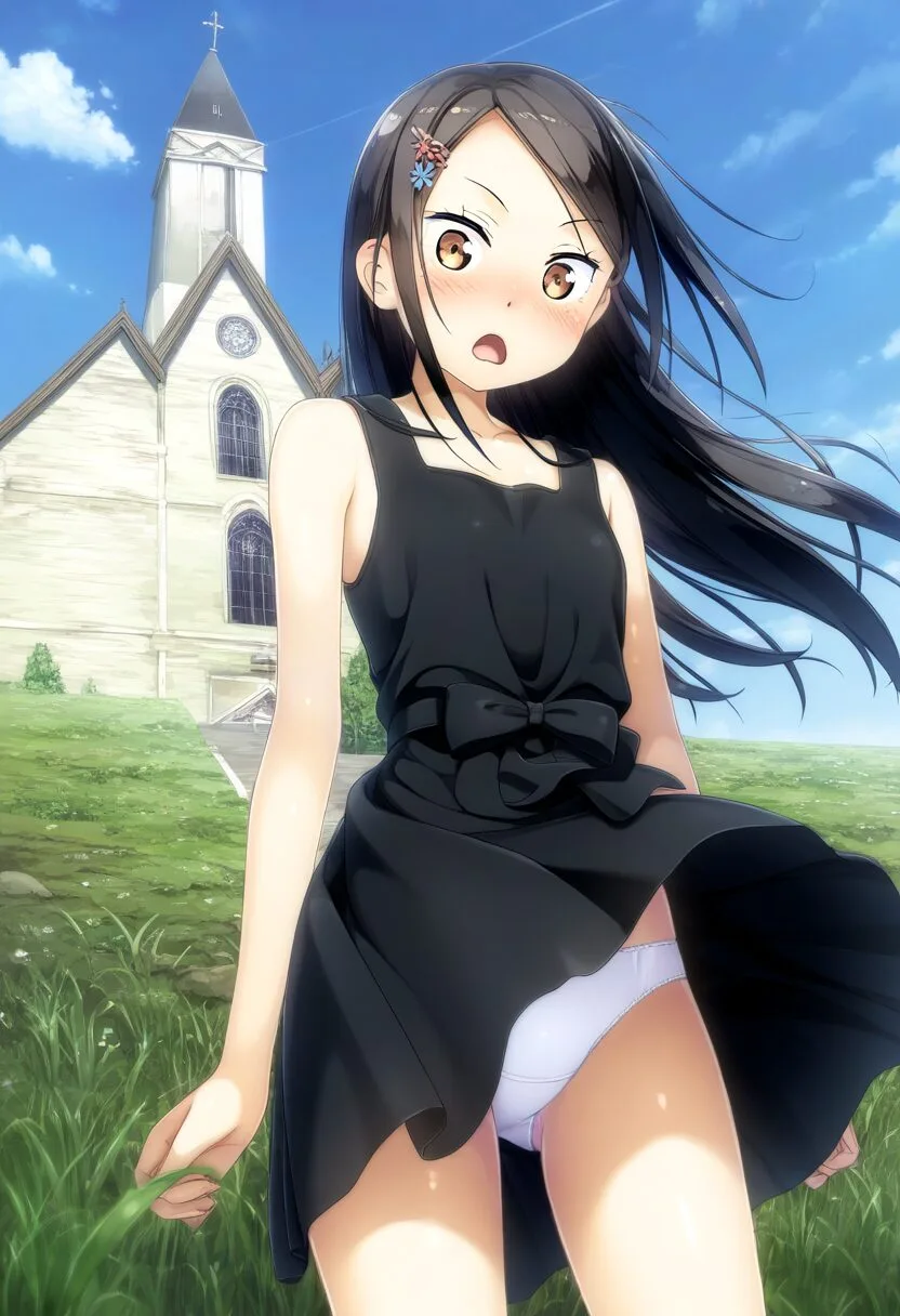 黒髪ストレートお嬢様のパンツが可愛い