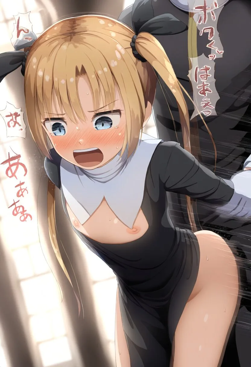 金髪のツインテール女子はバックでエッチする