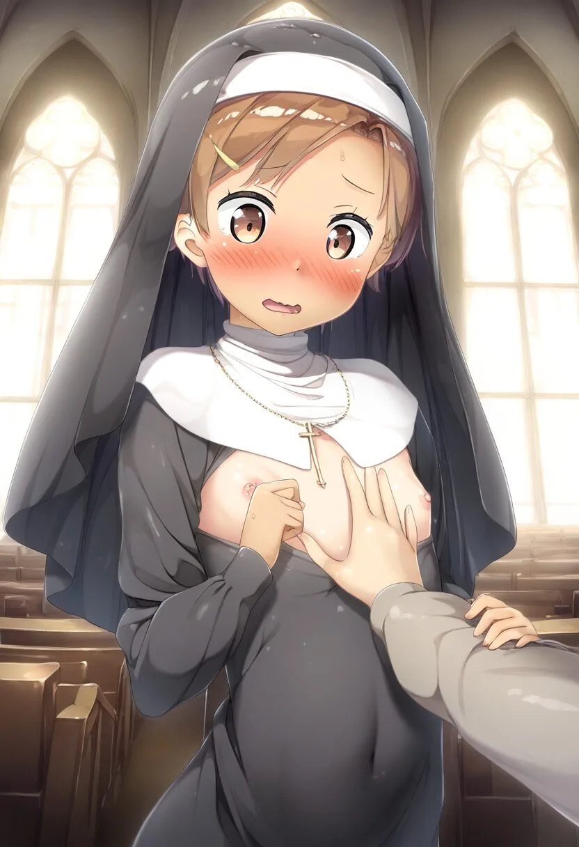おっぱい触られる茶髪ウェービーヘアー女の子
