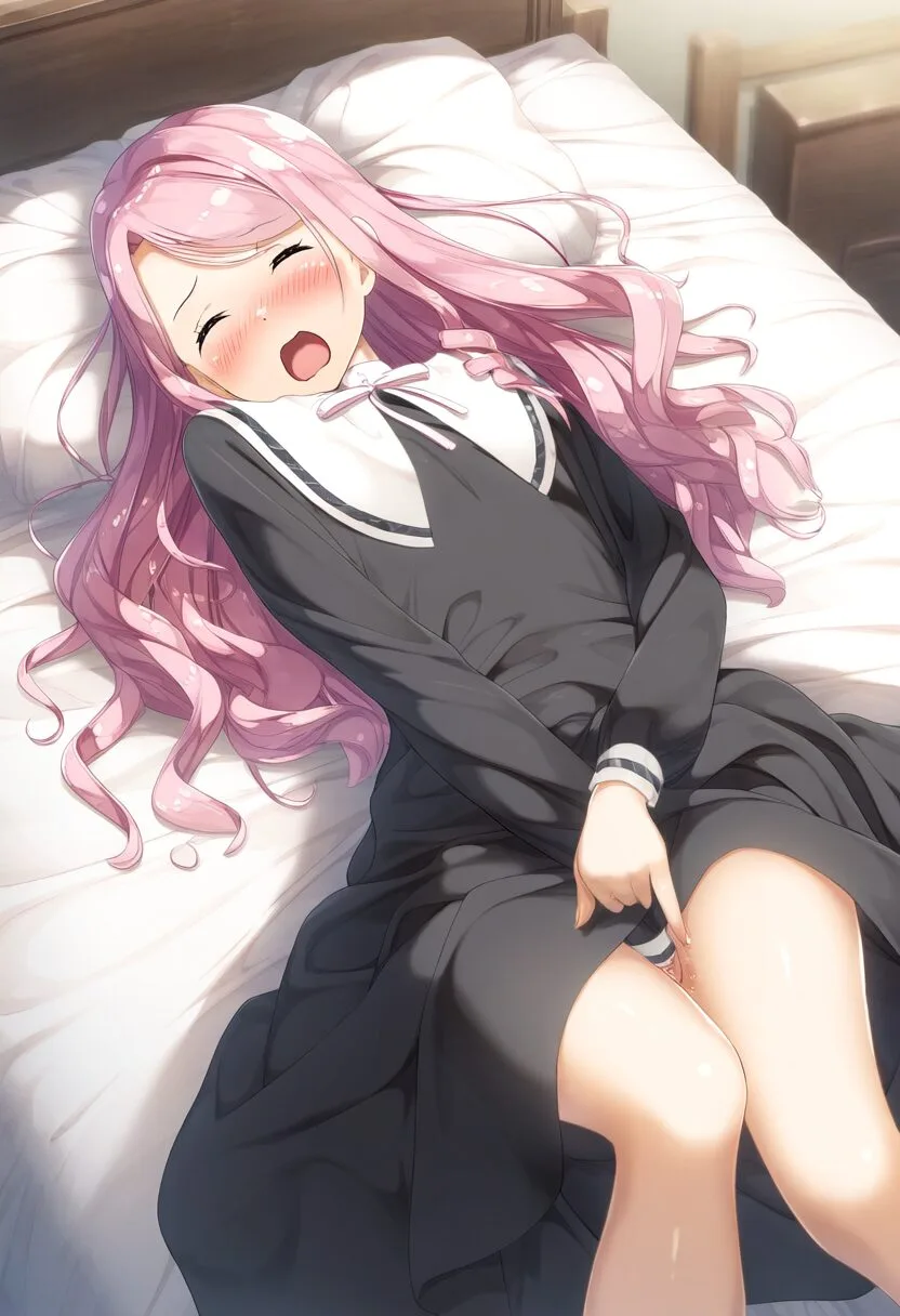 シスターのピンクヘア女の子はいけないことをしている