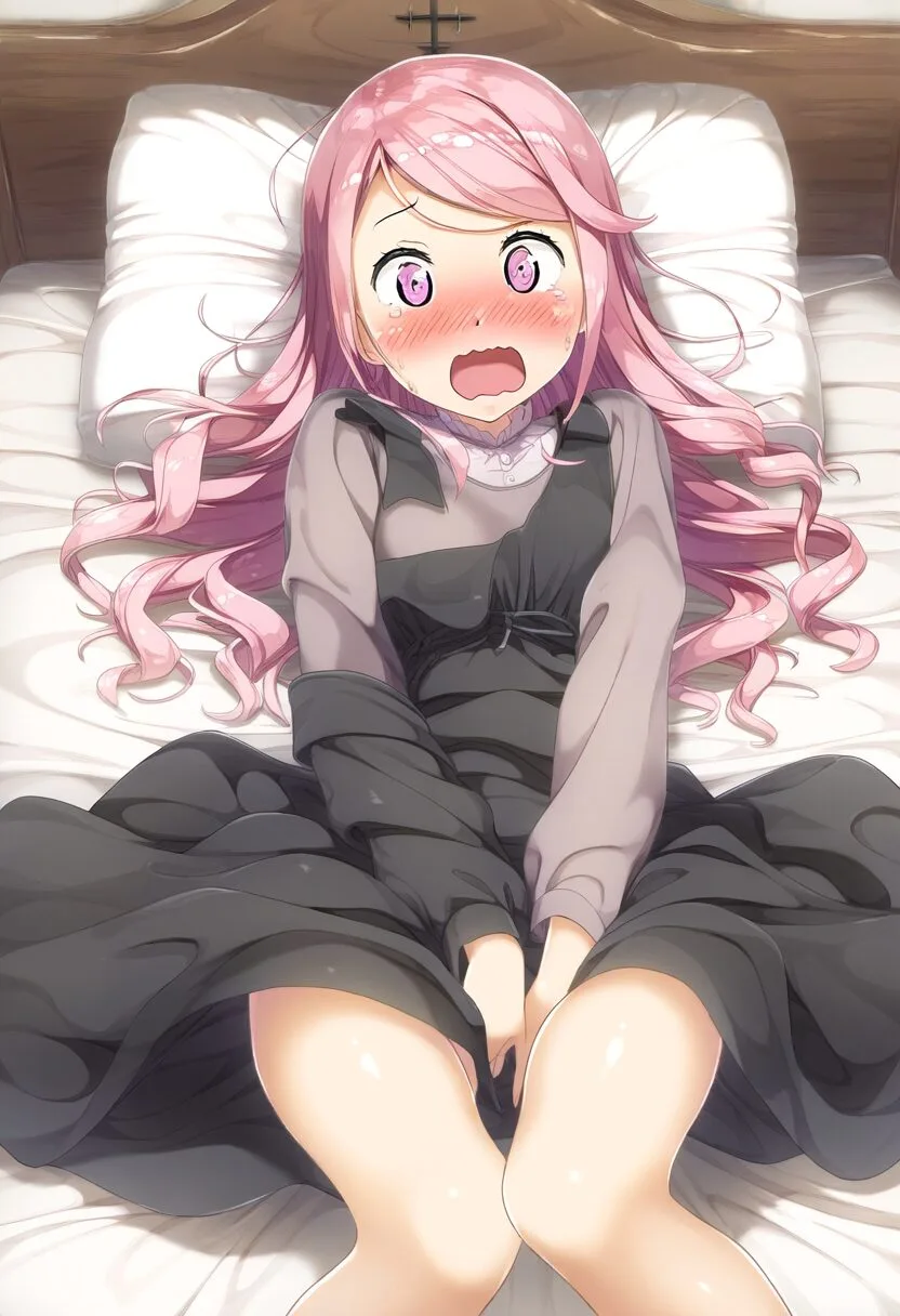 おなバレしちゃったピンク髪の女の子