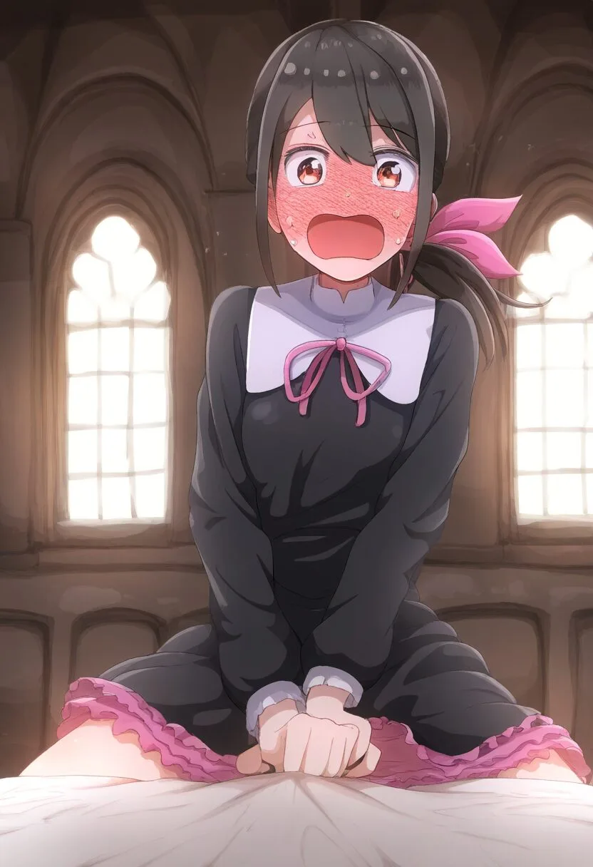 おなバレしちゃったポニテ女子