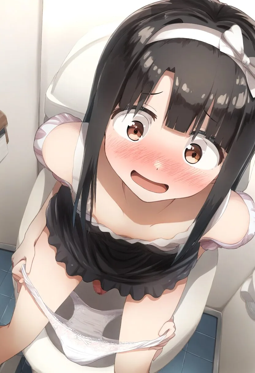 黒髪女子はパンツをおろし中