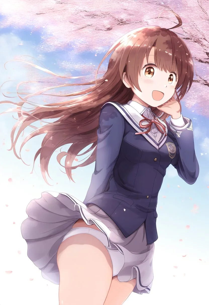 優しそうなお姉さんは桜の樹の下でパンチラ