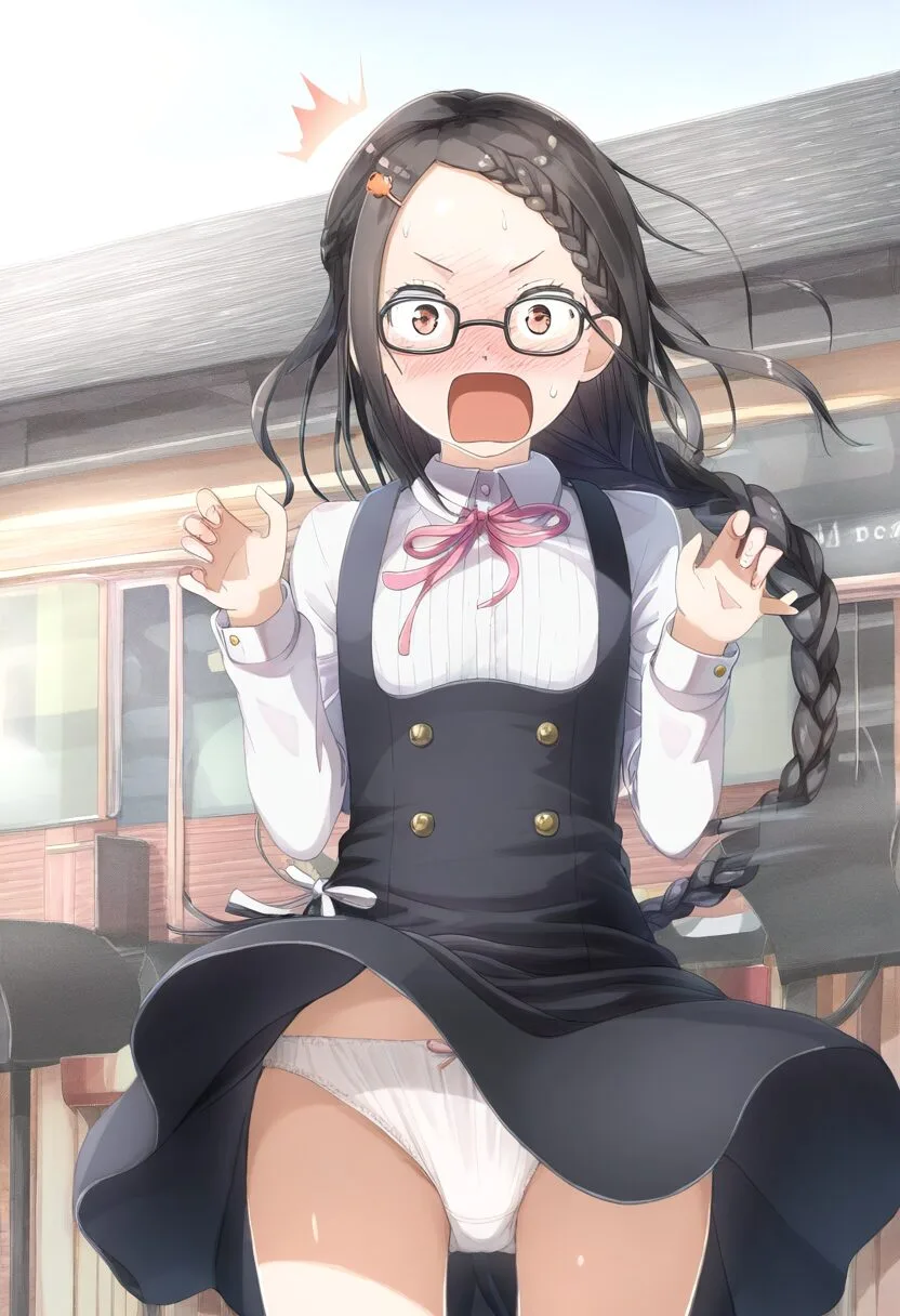 パンツ丸見えになっちゃった眼鏡委員長どの