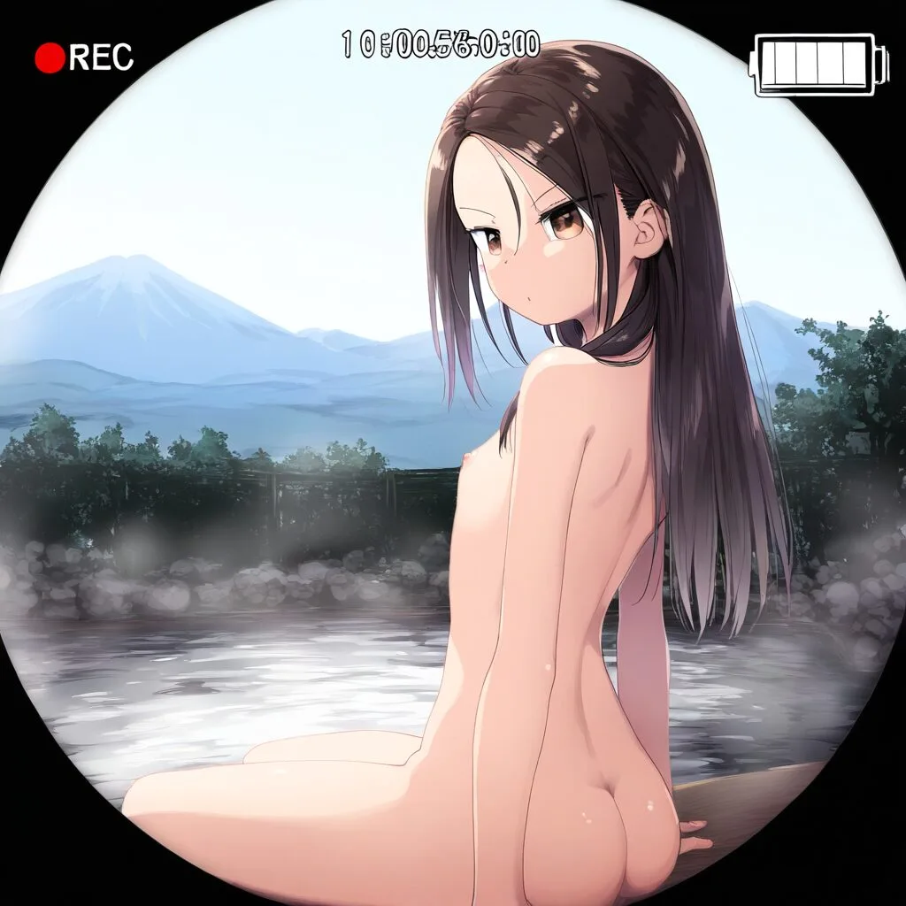 温泉に入っている祈守ゆずは