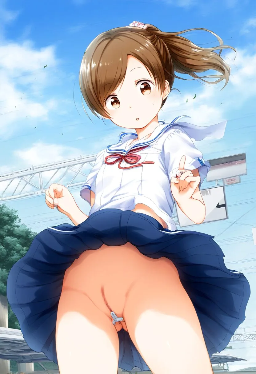 グレーヘアーの女子はノーパンなのに気づかない