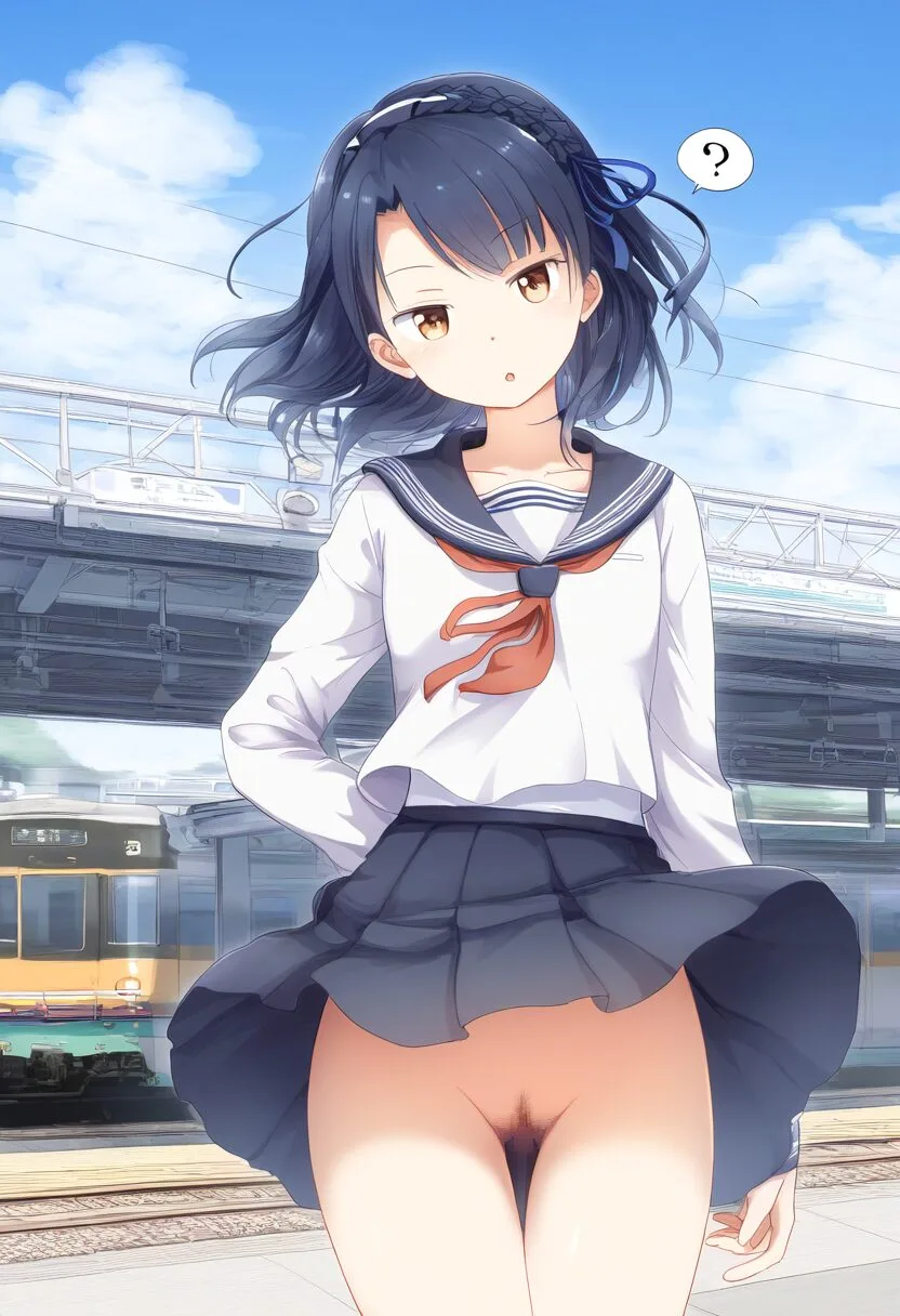 可愛らしい女子は駅でスカート捲れ上がる