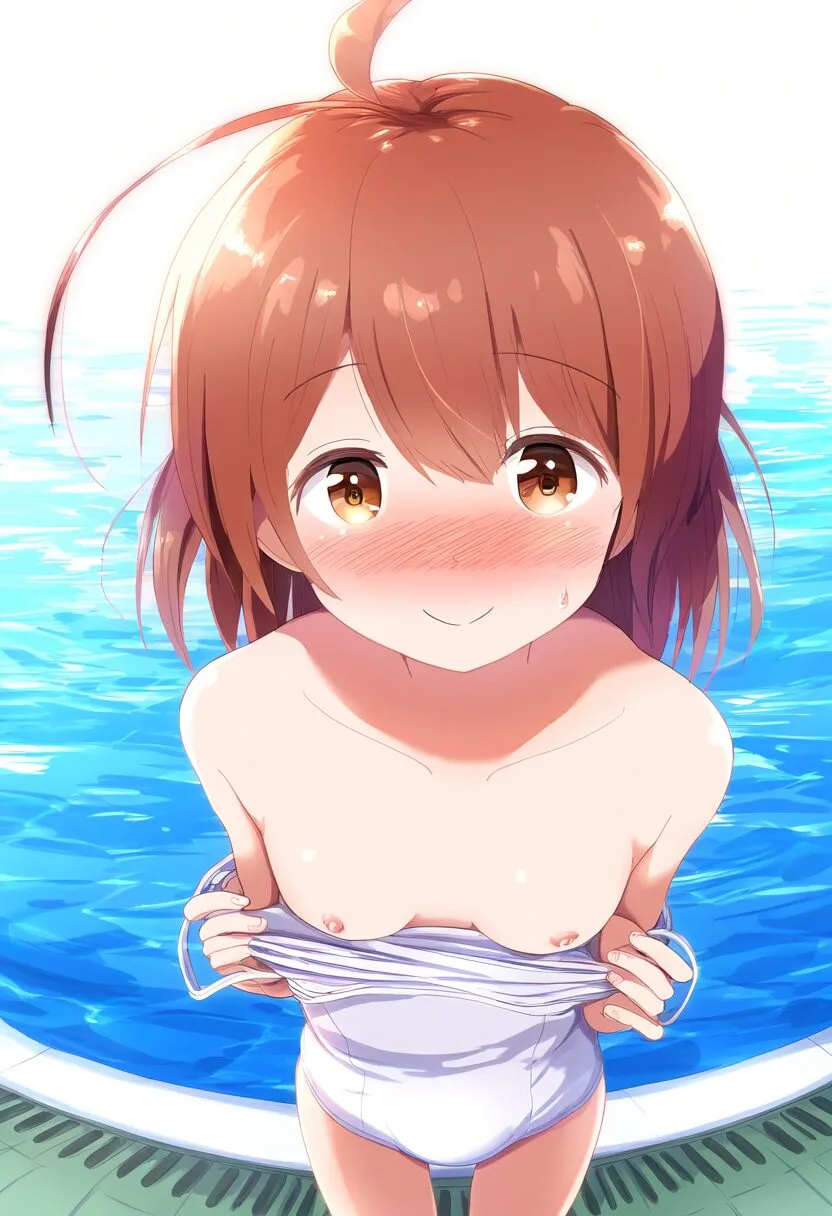 あおいがプールでおっぱい出しちゃった
