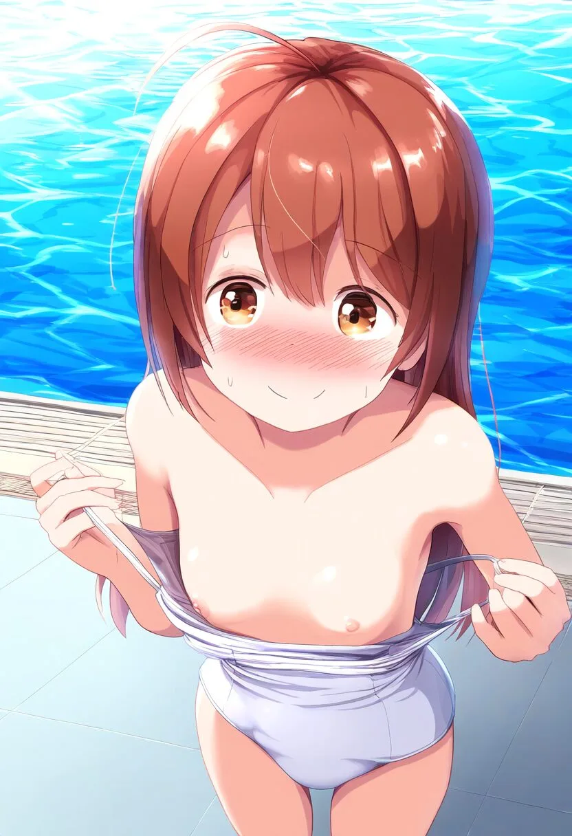 優しいお姉さんがプールでおっぱい出しちゃった