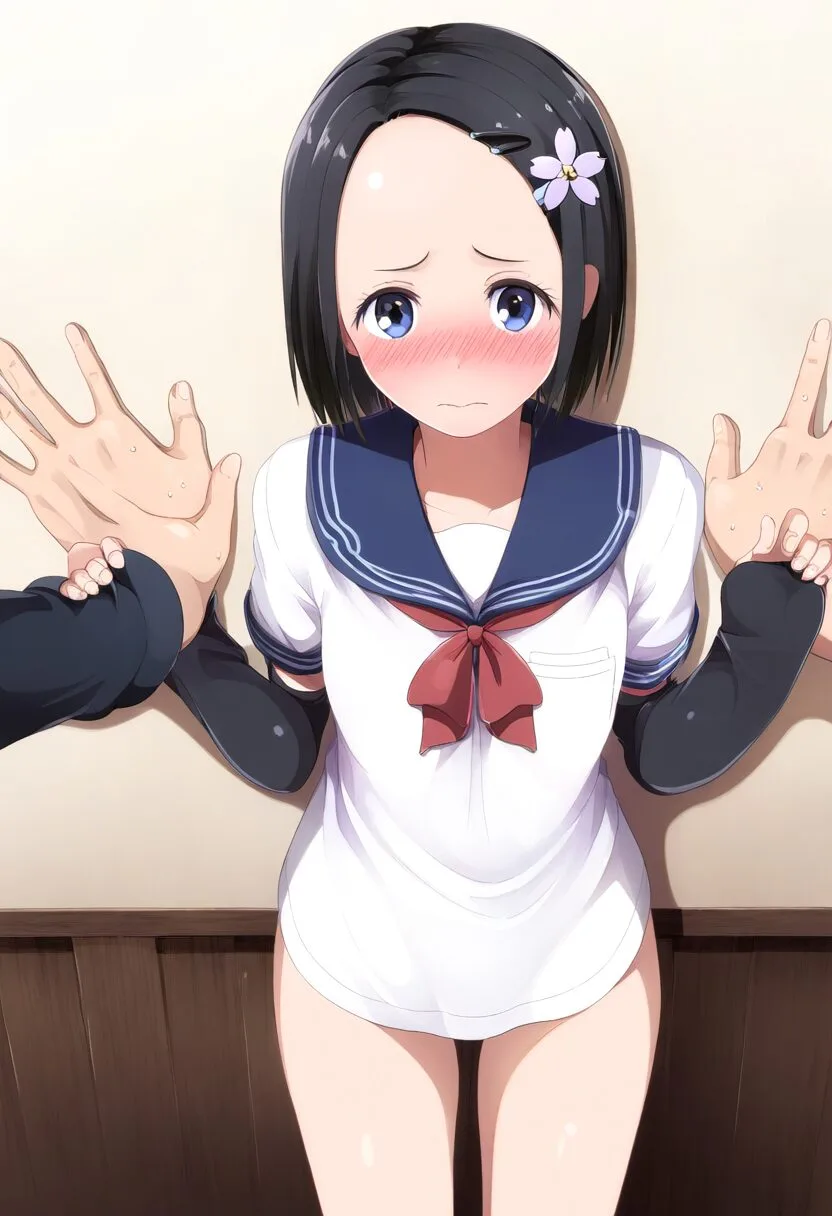 ぱっつん黒髪女子は校則違反の罰を受けている
