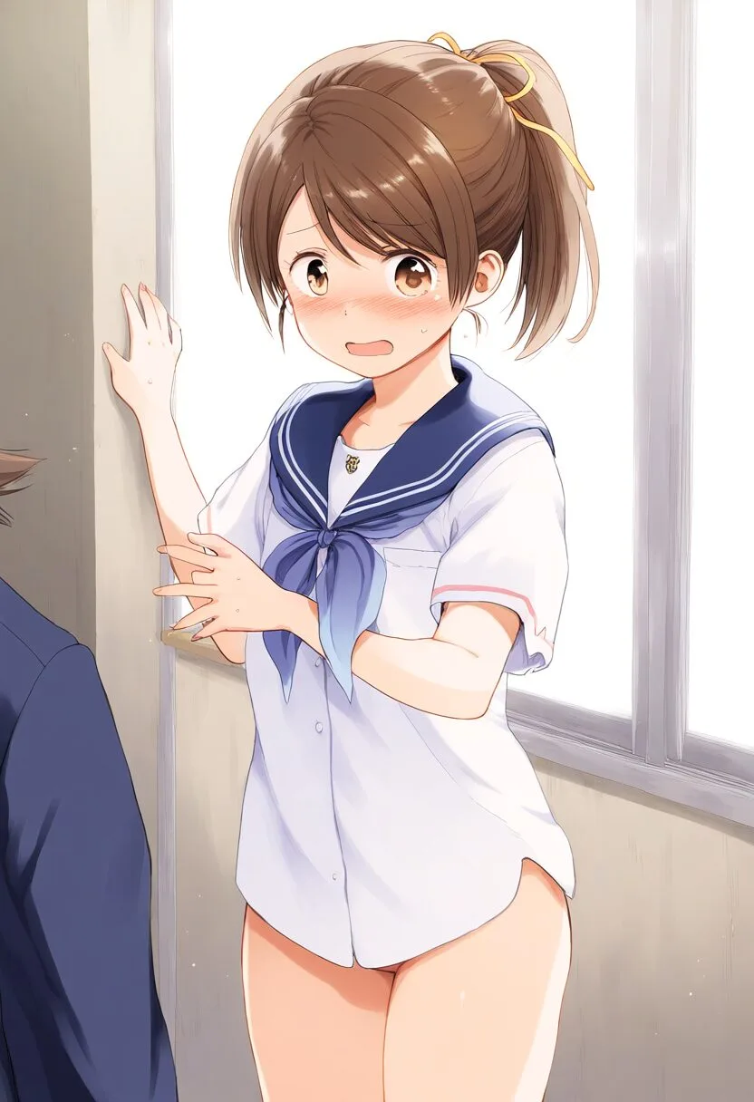 グレーヘアーの女子は恥ずかしい系の罰を受けている