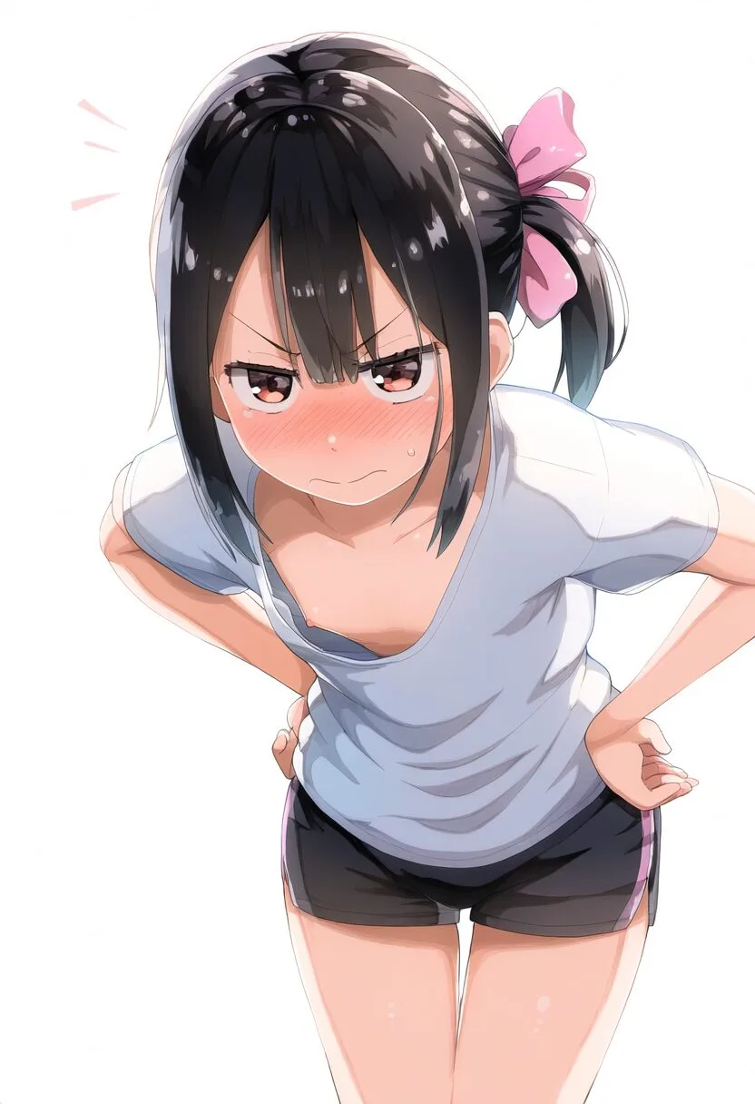 ポニーテールな黒髪の女子は乳首見えてる