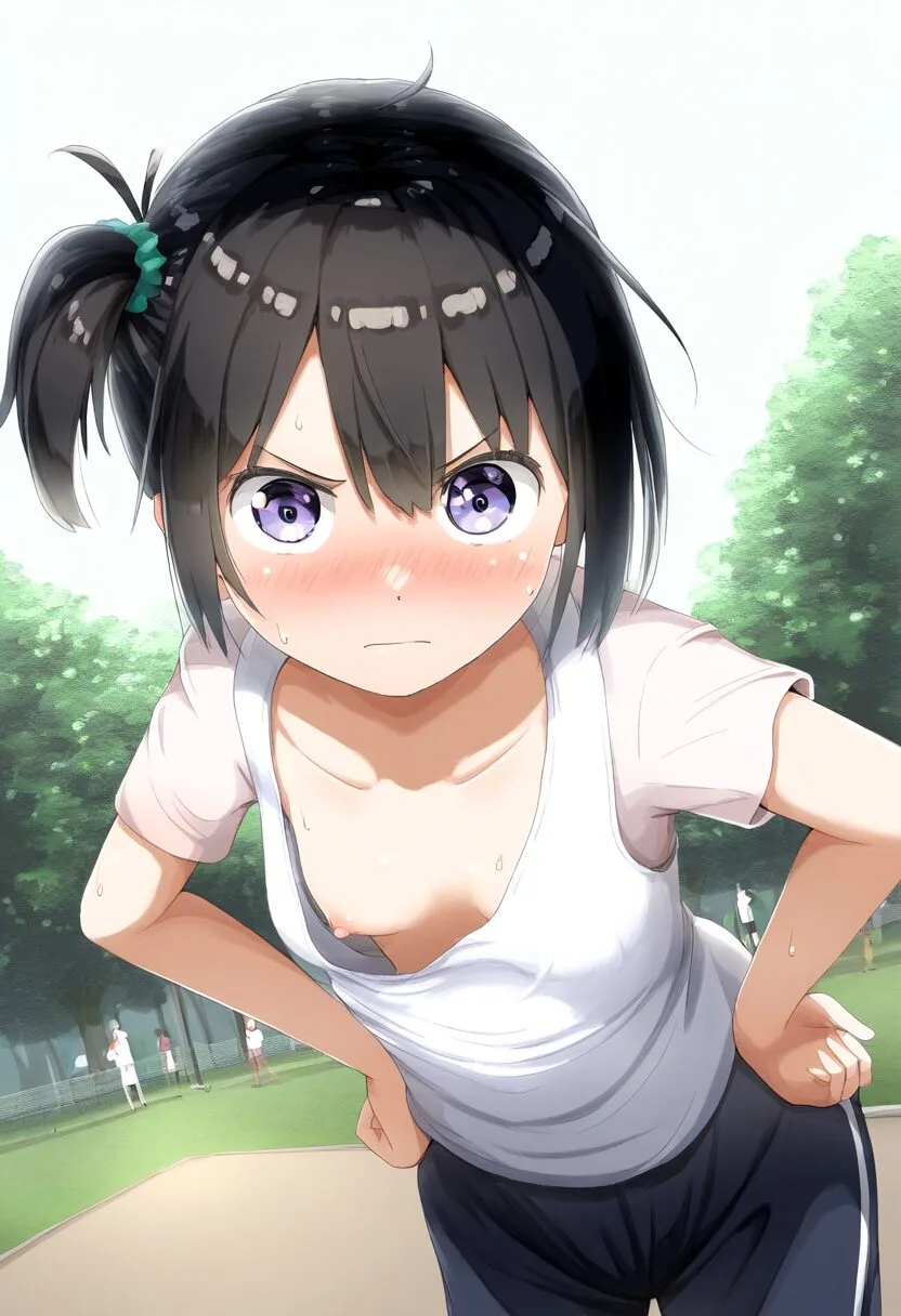 サイドテール女子は乳首見えてる