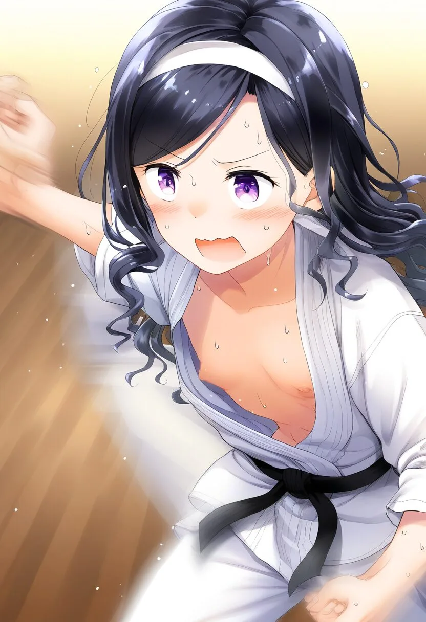 あどけない女の子と柔道中に胸ちら